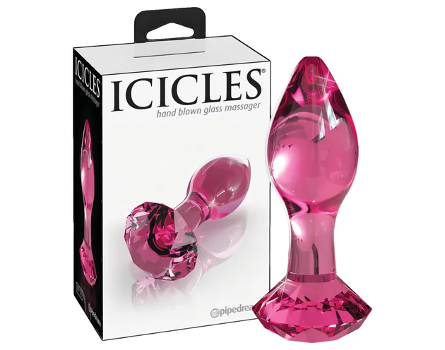 Icicles No. 79 - kúpos üveg anál plug (pink)