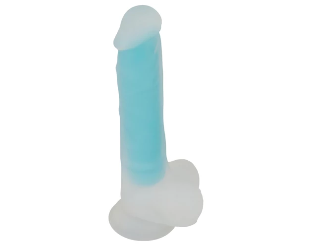 You2Toys Glow in the Dark - tapadókorongos, világító dildó (kék)