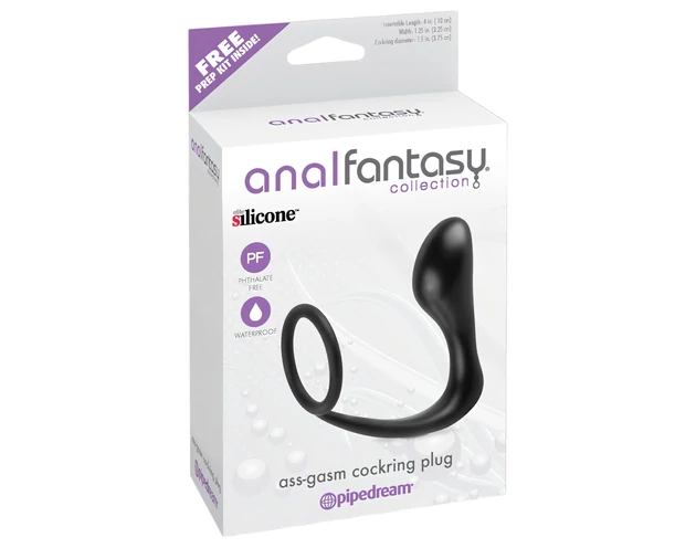 analfantasy ass-gasm - anál plug péniszgyűrűvel (fekete)
