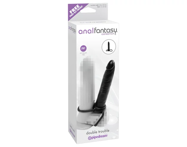 analfantasy Double Trouble - felcsatolható anál dildó (fekete)