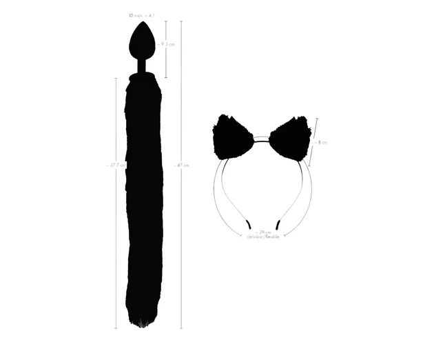Bad Kitty - cicás anál plug szett - (fekete)