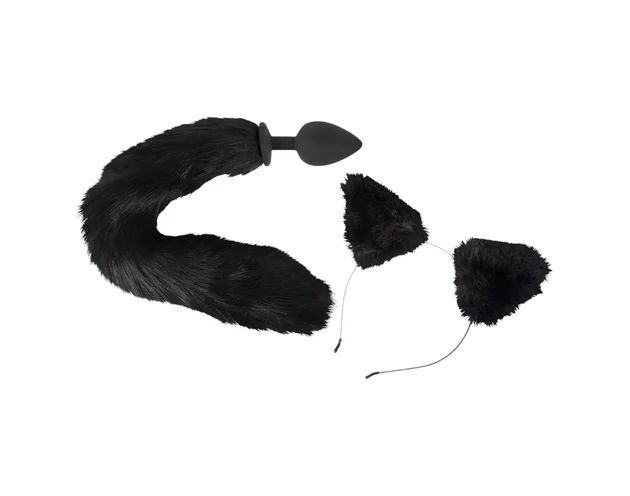 Bad Kitty - cicás anál plug szett - (fekete)