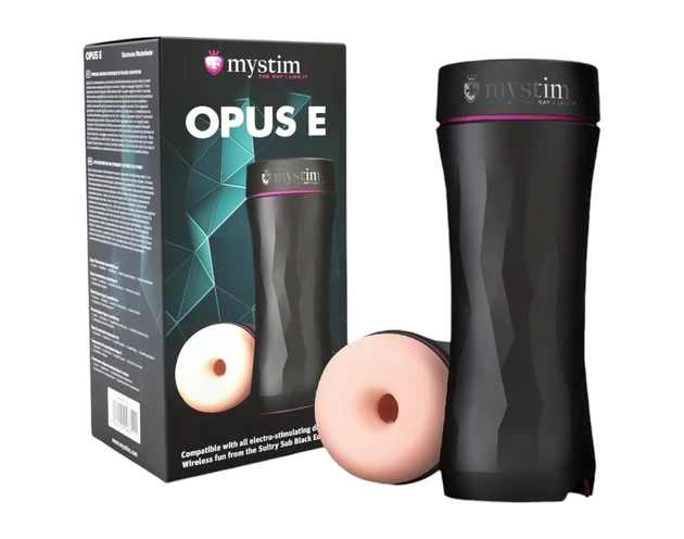 mystim Opus E Donut - elektro maszturbátor (natúr-fekete)