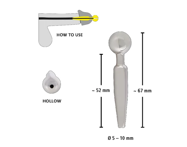 Penisplug Cum-Thru Play - üreges acél húgycsőtágító kúp (0,5-1cm)