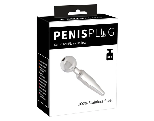 Penisplug Cum-Thru Play - üreges acél húgycsőtágító kúp (0,5-1cm)