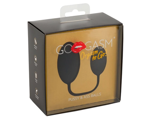 GoGasm Pussy & Ass - anál és hüvelyi gésagolyó duó (fekete)