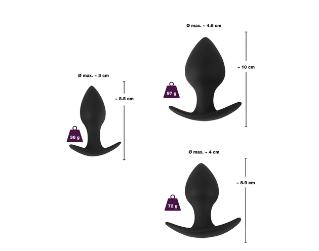Black Velvet - szilikon anál plug szett (3 részes) - fekete