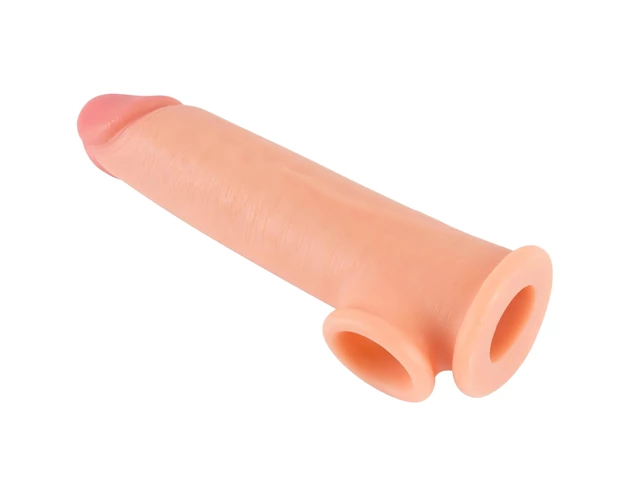 Realistixxx - heregyűrűs hosszabbító péniszköpeny - 19cm (natúr)