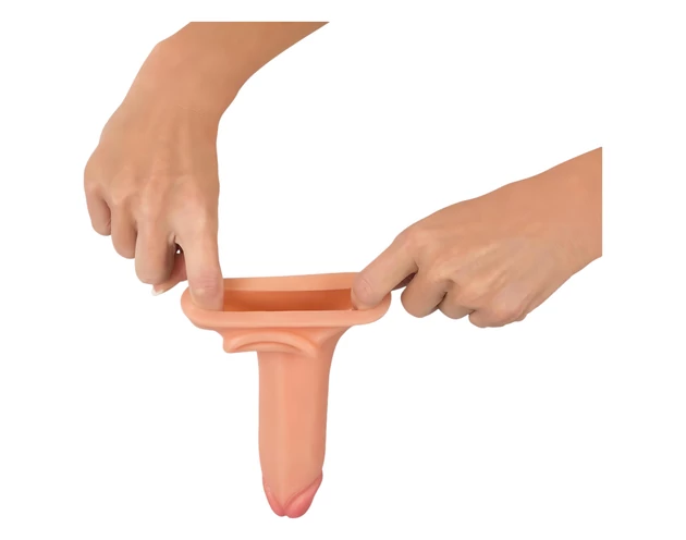 Realistixxx - heregyűrűs hosszabbító péniszköpeny - 19cm (natúr)