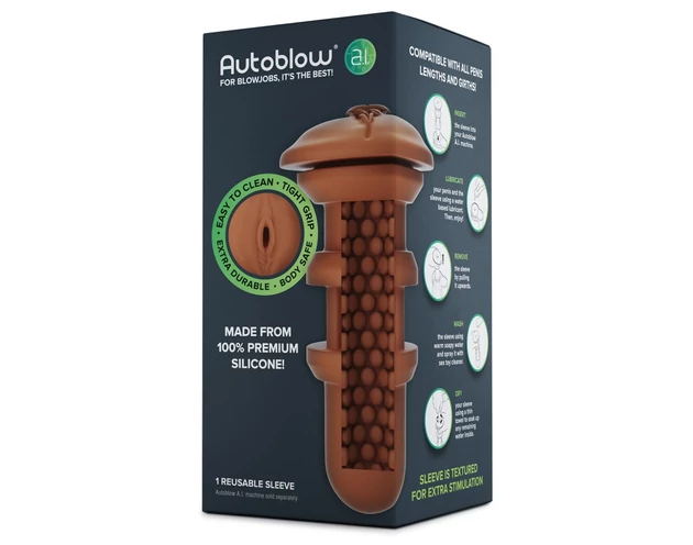 Autoblow A.I. - szilikon pótbetét - vagina (barna)