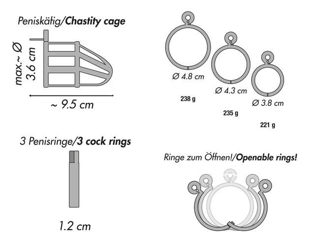You2Toys - Chastity Cage - fém pénisz ketrec, lakattal