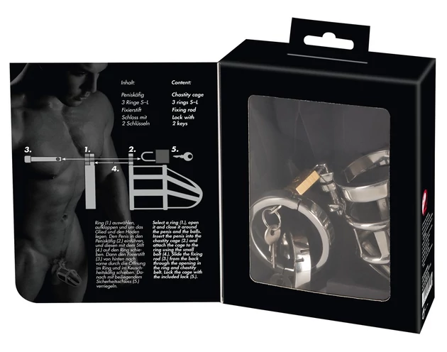 You2Toys - Chastity Cage - fém pénisz ketrec, lakattal