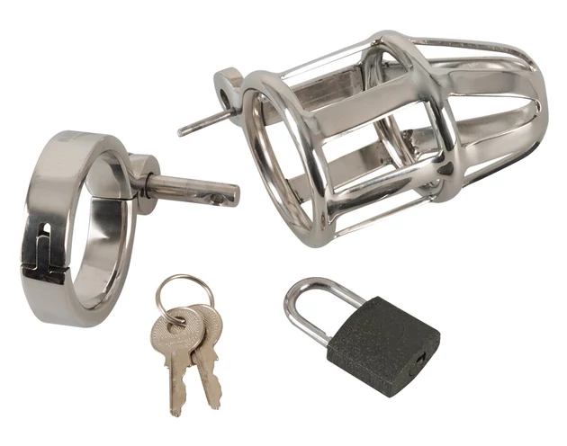 You2Toys - Chastity Cage - fém pénisz ketrec, lakattal