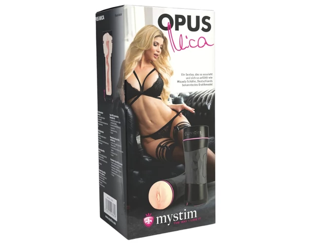 mystim OPUS Mica - élethű műpunci maszturbátor (natúr-fekete)