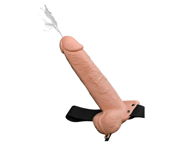 Fetish Strap-On 9 - felcsatolható, üreges, spriccelő dildó (natúr)