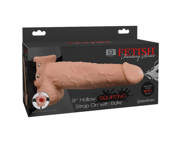 Fetish Strap-On 9 - felcsatolható, üreges, spriccelő dildó (natúr)