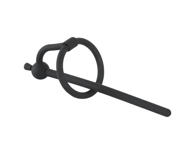 Penisplug - szilikon húgycső tágító és makkgyűrű (0,6mm) - fekete