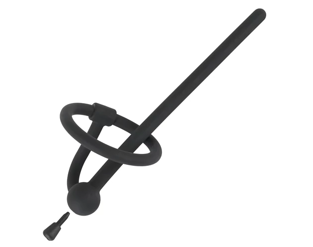 Penisplug - szilikon húgycső tágító és makkgyűrű (0,6mm) - fekete