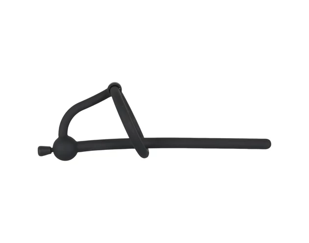 Penisplug - szilikon húgycső tágító és makkgyűrű (0,6mm) - fekete