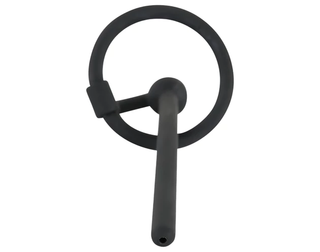 Penisplug - szilikon húgycső tágító és makkgyűrű (0,6mm) - fekete