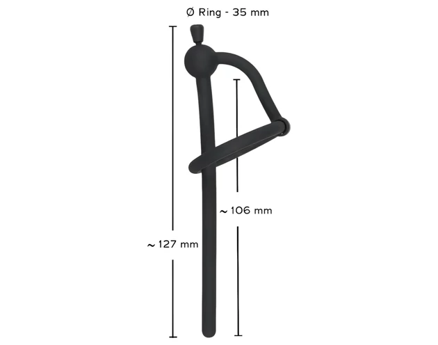 Penisplug - szilikon húgycső tágító és makkgyűrű (0,6mm) - fekete