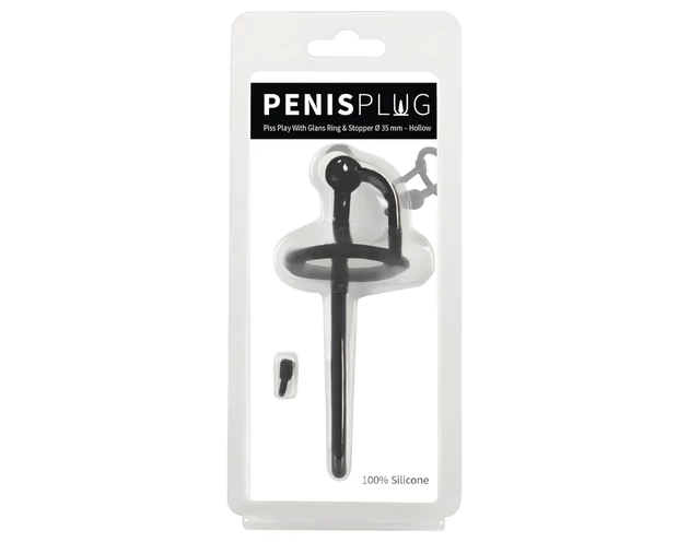 Penisplug - szilikon dilátor makkgyűrűvel (0,6mm) - fekete