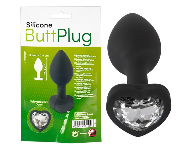 You2Toys Butt Plug - fehér köves anál plug (fekete)