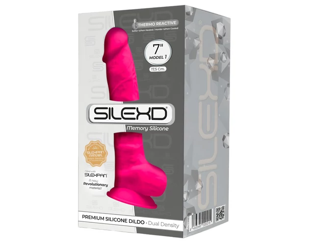 Silexd 7 - tapadókorongos, herés dildó - 17,5cm (pink)
