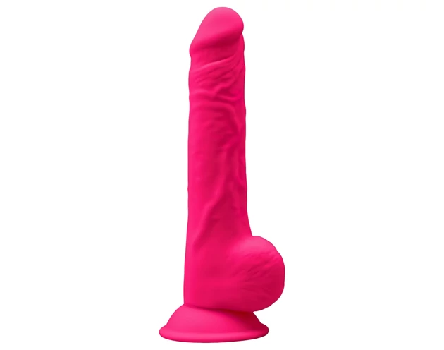 Silexd 9,5 - tapadókorongos, herés dildó - 24cm (pink)