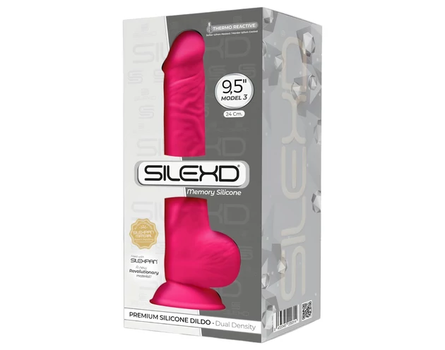 Silexd 9,5 - tapadókorongos, herés dildó - 24cm (pink)