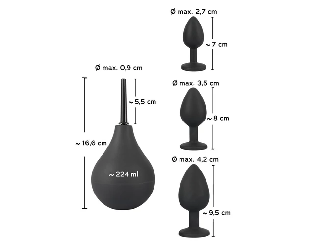Black Velvet - anál plug szett (4 részes) - fekete