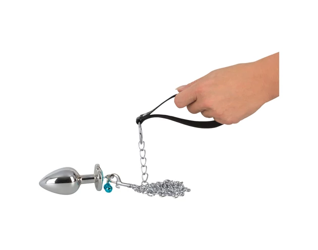 You2Toys - Butt Plug Set - anál plug szett + póráz (ezüst)