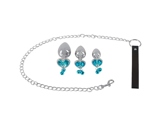 You2Toys - Butt Plug Set - anál plug szett + póráz (ezüst)
