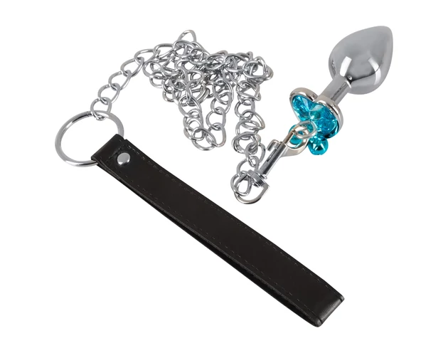 You2Toys - Butt Plug Set - anál plug szett + póráz (ezüst)