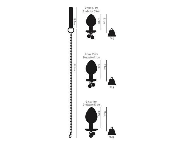 You2Toys - Butt Plug Set - anál plug szett + póráz (ezüst)