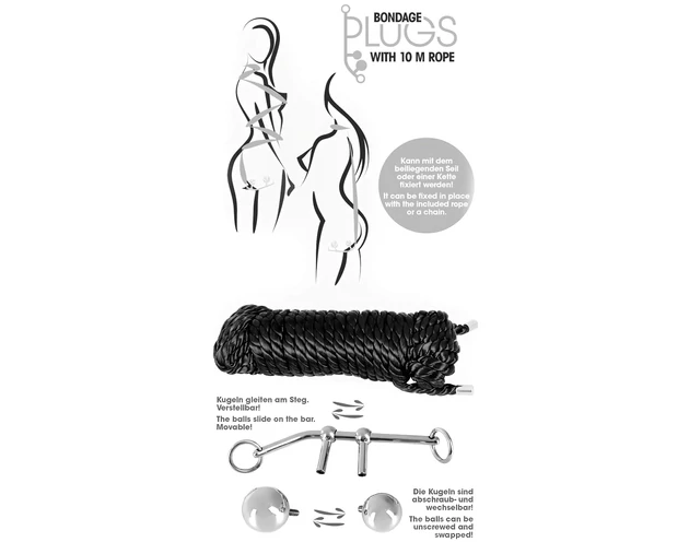 You2Toys Bondage anál plug (149g) + BDSM kötél (10m)