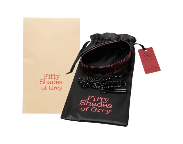 A szürke ötven árnyalata - nyakörv és bimbócsipesz (fekete-vörös)