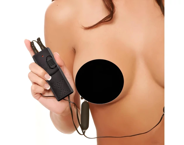 Fetish - rezgő mellbimbó csipesz (fekete)