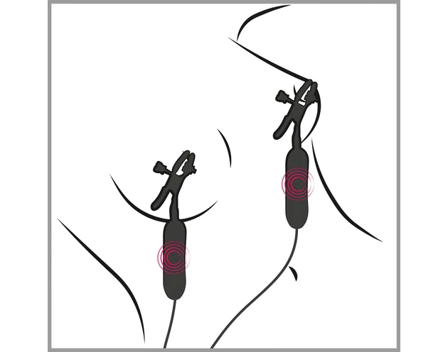 Fetish - rezgő mellbimbó csipesz (fekete)