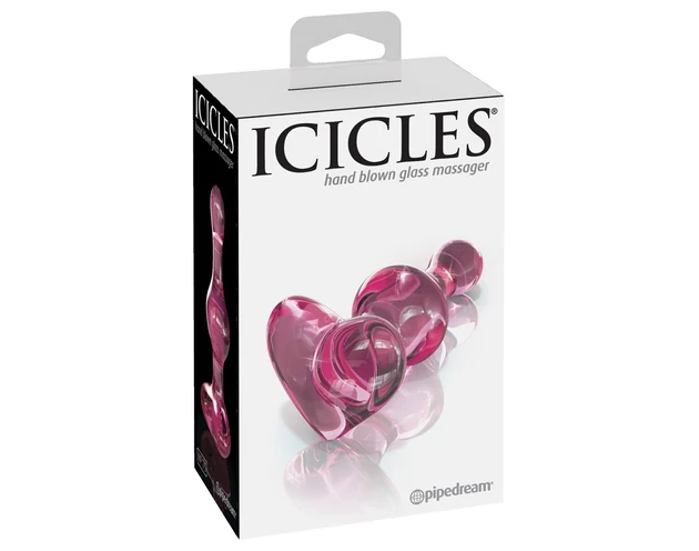 Icicles No. 75 - szíves, üveg anál plug (pink)
