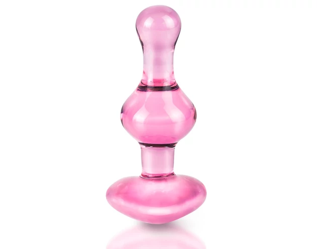 Icicles No. 75 - szíves, üveg anál plug (pink)