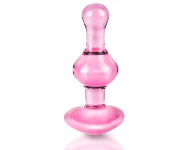 Icicles No. 75 - szíves, üveg anál plug (pink)