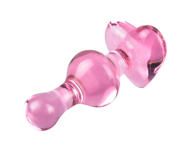 Icicles No. 75 - szíves, üveg anál plug (pink)