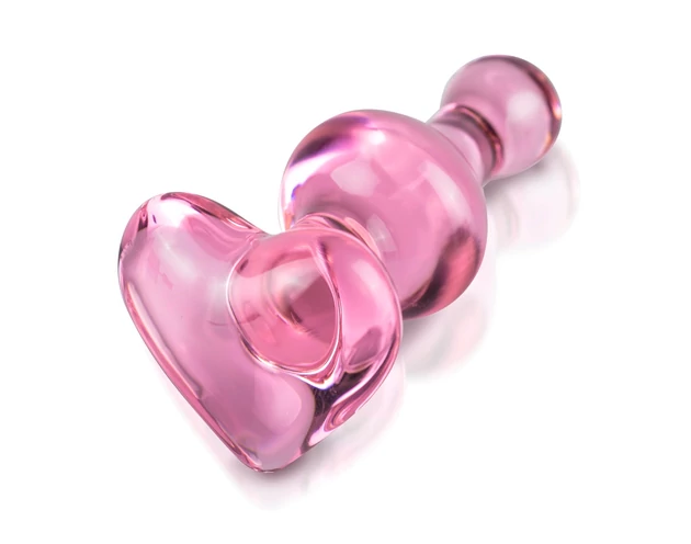 Icicles No. 75 - szíves, üveg anál plug (pink)
