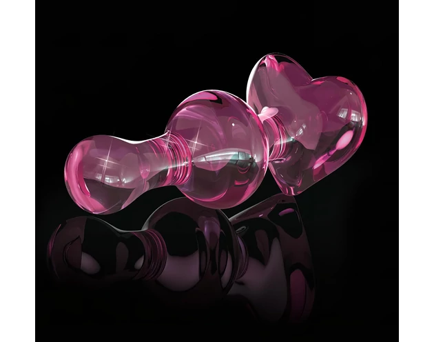 Icicles No. 75 - szíves, üveg anál plug (pink)