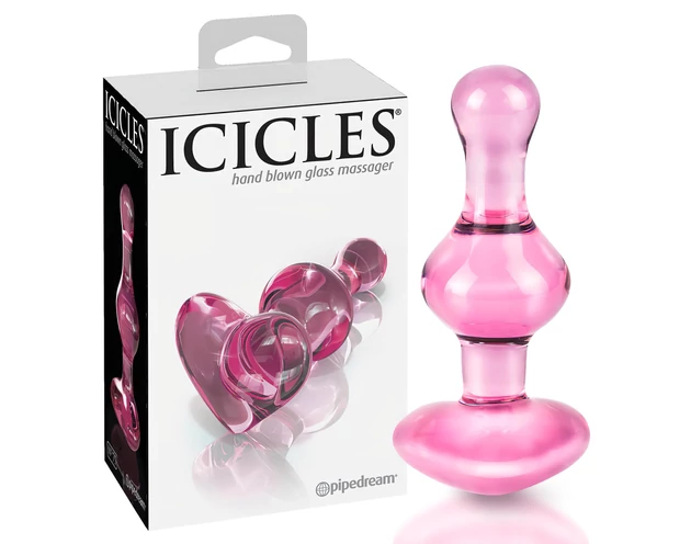 Icicles No. 75 - szíves, üveg anál plug (pink)