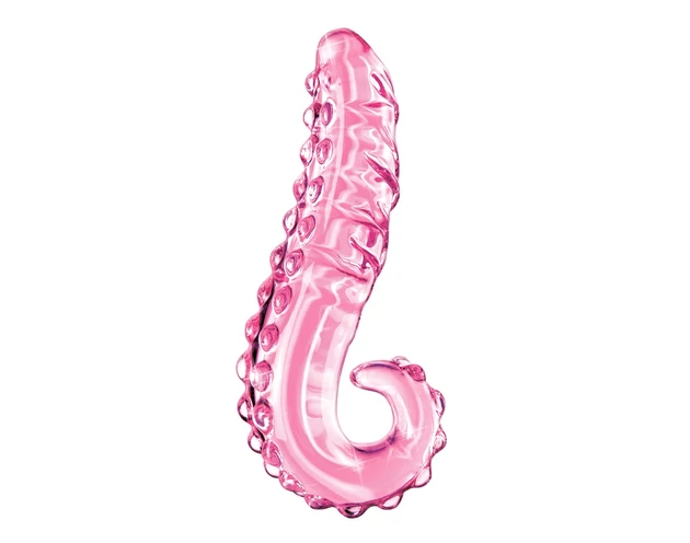 Icicles No. 24 - bordázott nyelv üveg dildó (pink)