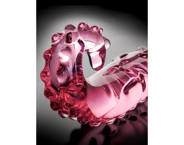 Icicles No. 24 - bordázott nyelv üveg dildó (pink)