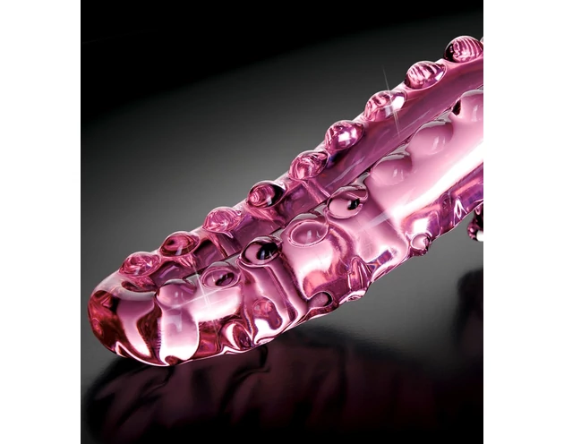 Icicles No. 24 - bordázott nyelv üveg dildó (pink)