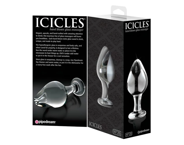 Icicles No. 25 - kúpos, üveg anál plug (átlátszó)